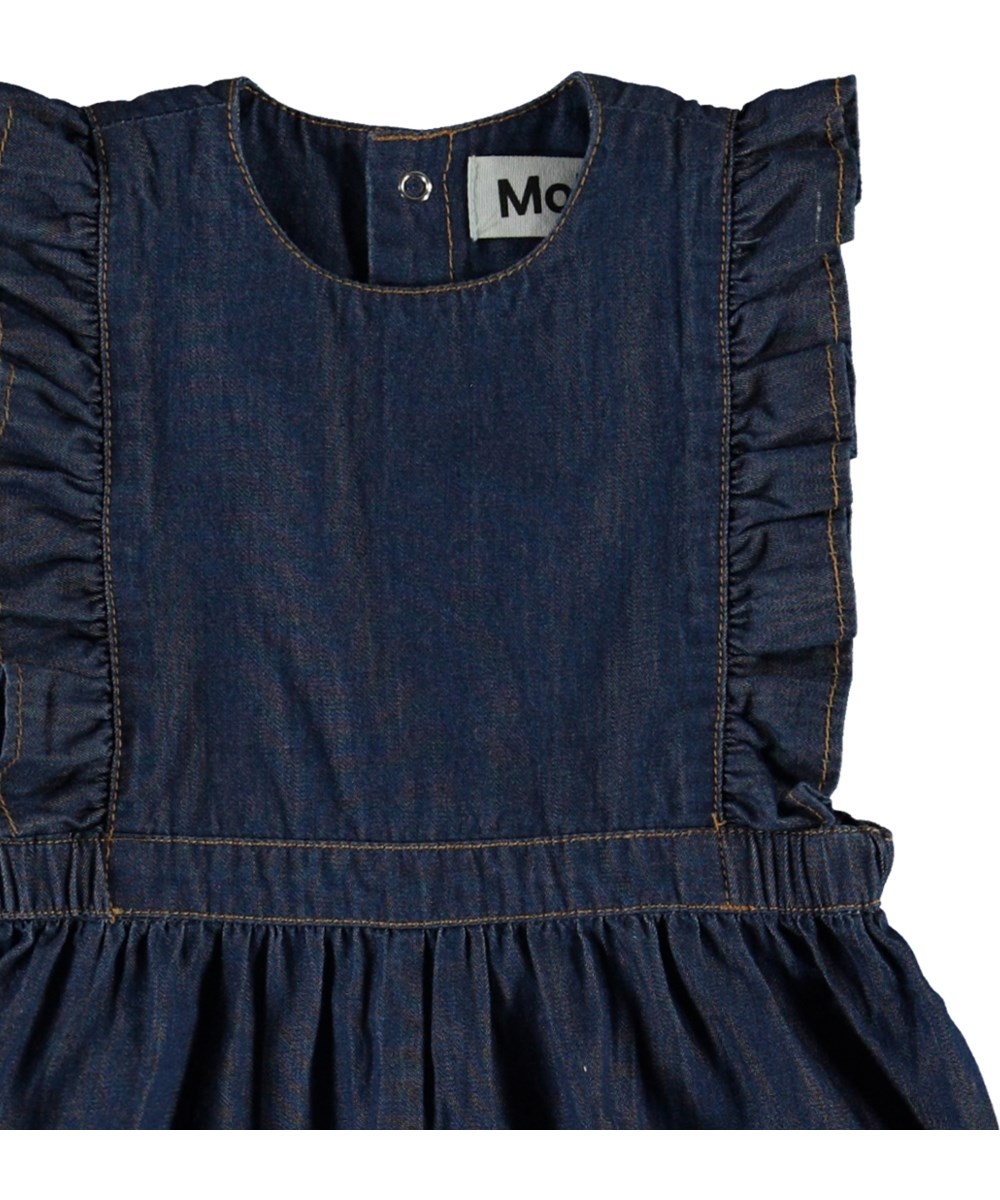 Fabia - Washed Indigo - Blå denim baby dragt