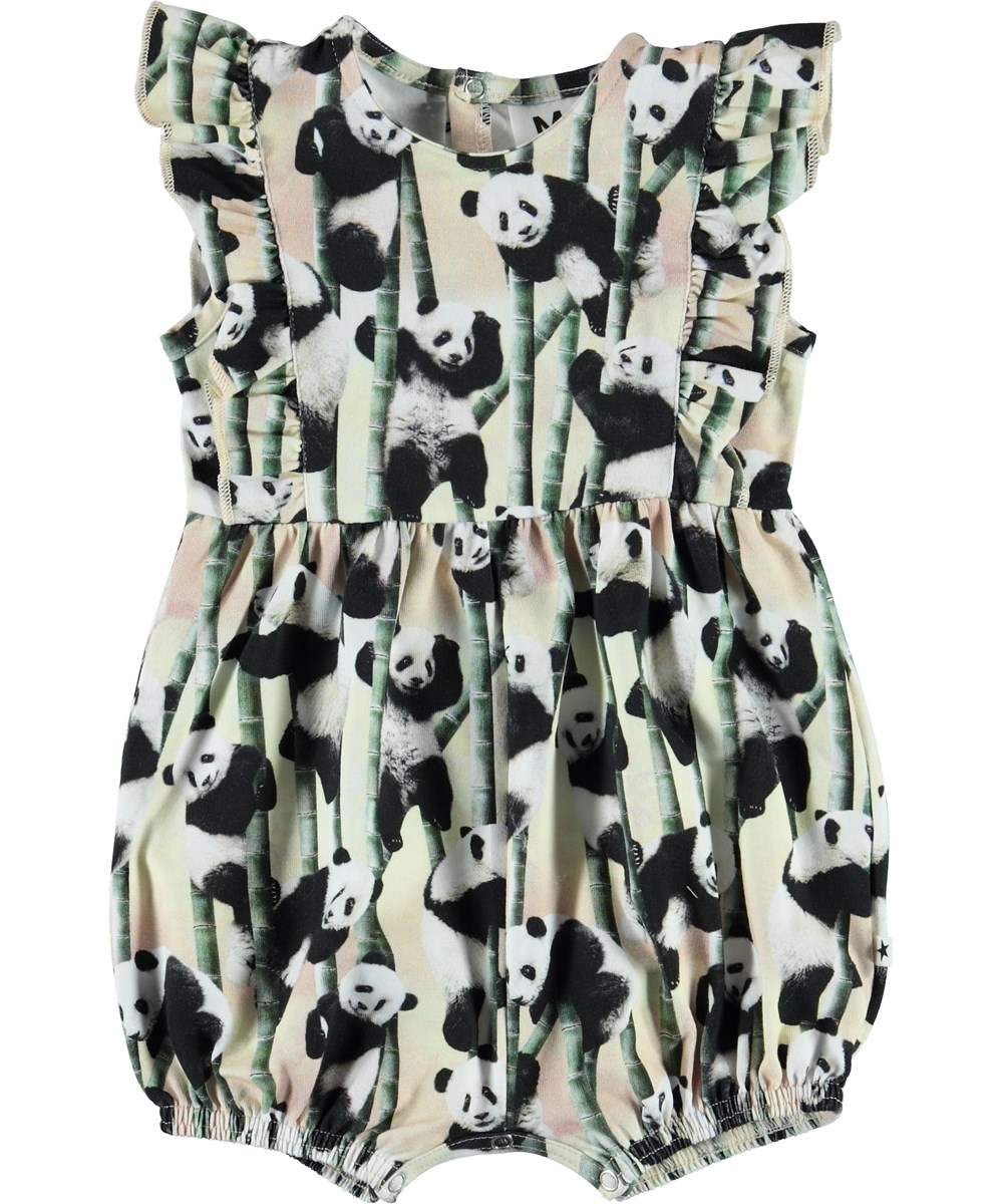 Felicia - Yin Yang - Økologisk baby dragt med pandaer
