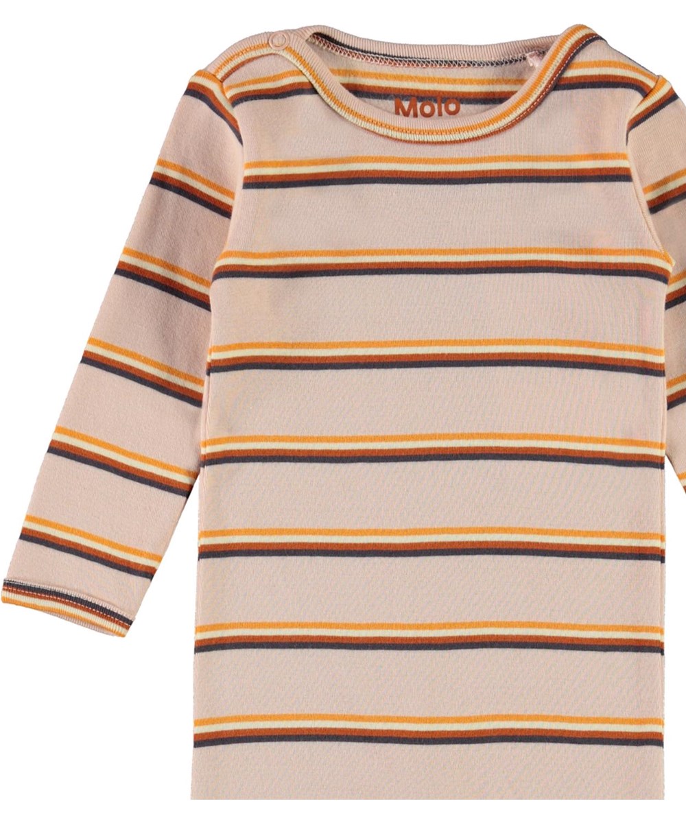 Fenez - Cameo Stripe - Økologisk baby dragt i lyserød med striber