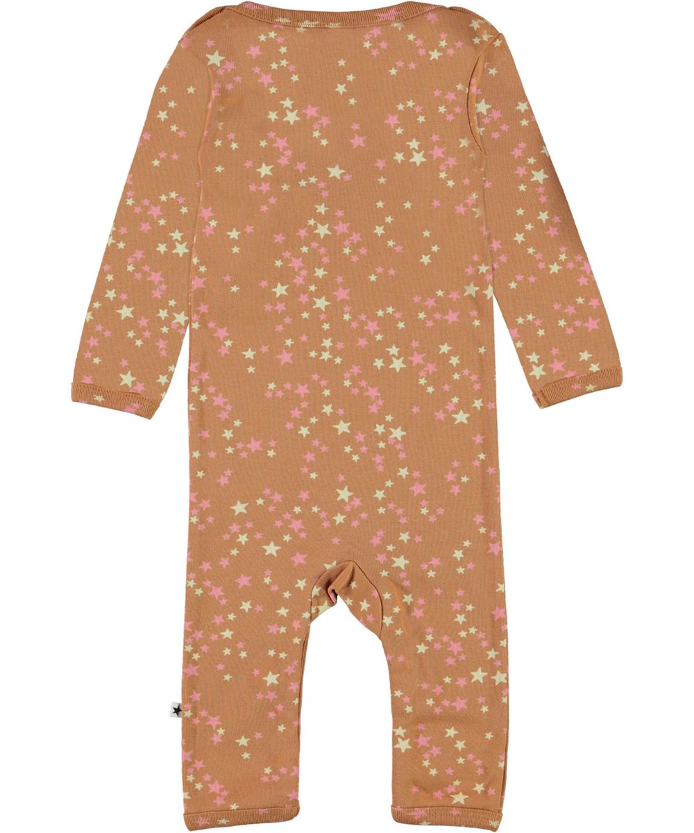 Fenez - Starry Deer - Økologisk baby dragt i brun med stjerne print 
