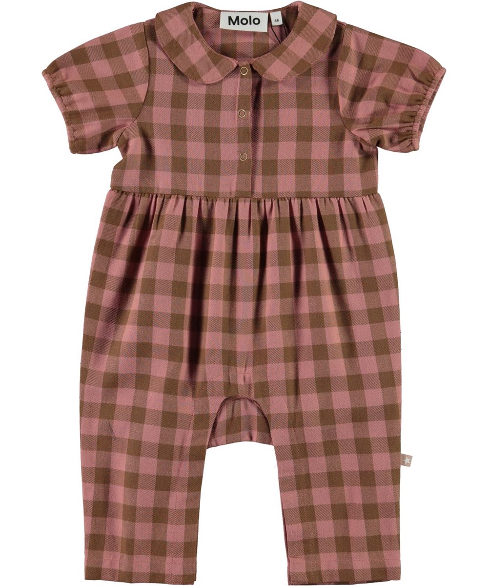 Fernanda - Autumn Check - Ternet baby dragt i lyserød og brun