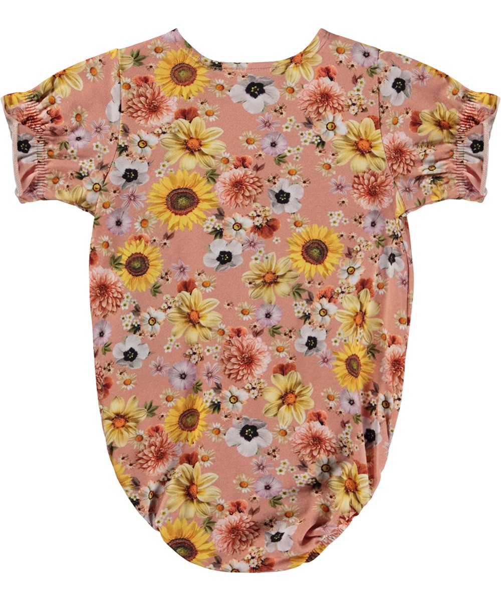 Fie - Mini Floral - Økologisk lyserød babybody med blomster print