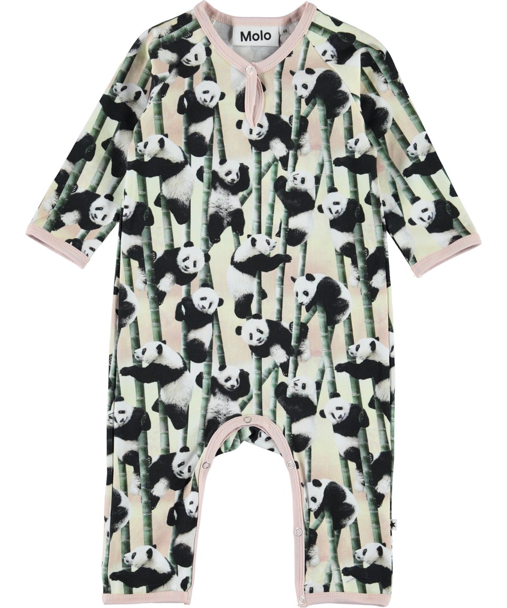 Fiona - Yin Yang - Økologisk baby heldragt med pandaer