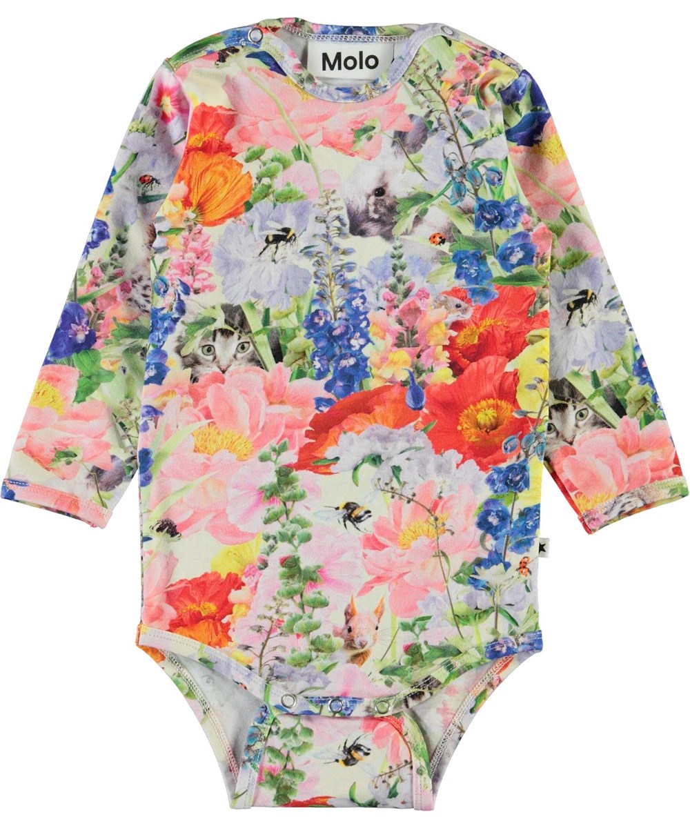 Fonda - Hide And Seek - Økologisk baby body med blomster print