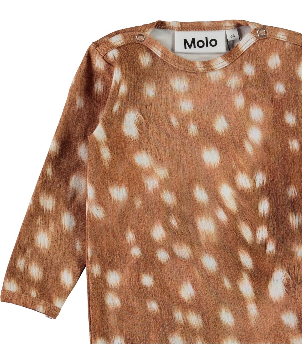 Foss - Baby Fawns - Økologisk brun baby body med hvide pletter