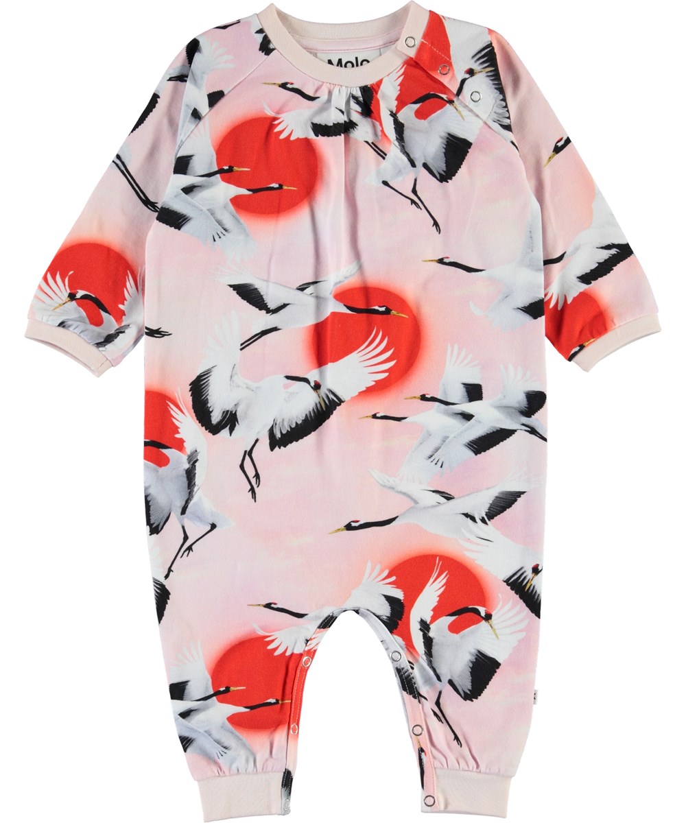 Francine - Sunrise Cranes - Økologisk baby dragt med fugle