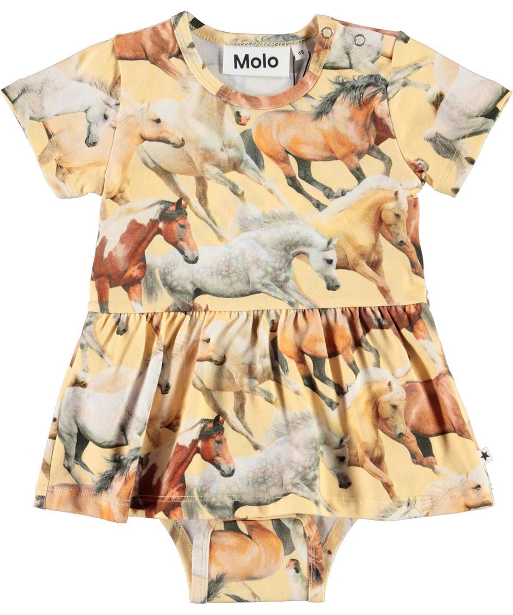 Frannie - Horse Dreams Baby - Baby body med peplumskørt heste