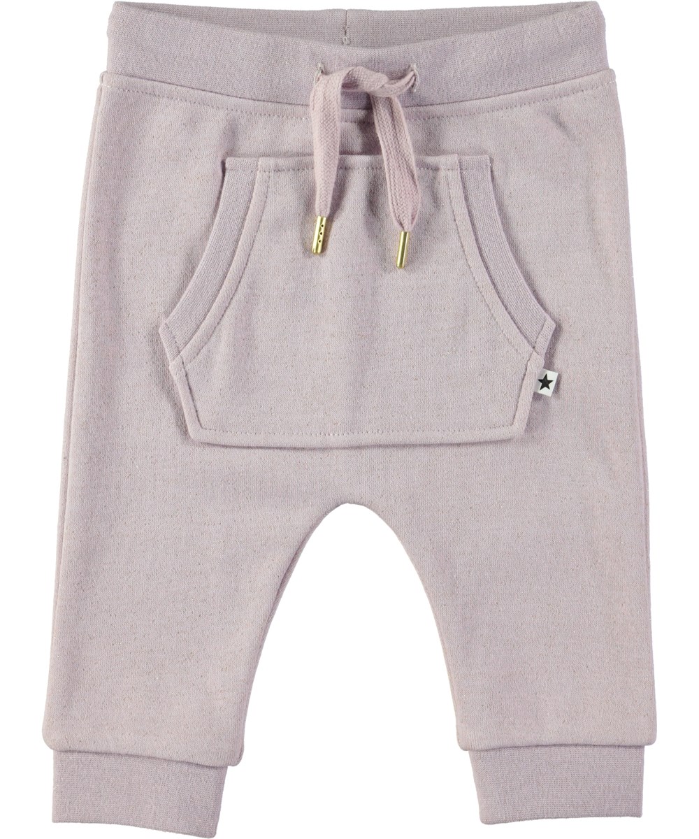 Sandie - Lilac - Lilla baby sweatpants med glimmer