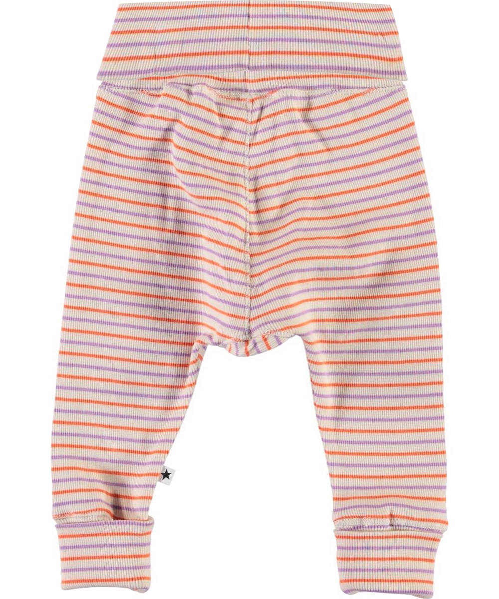Sara - Purple Orange Stripe - Stribede baby bukser