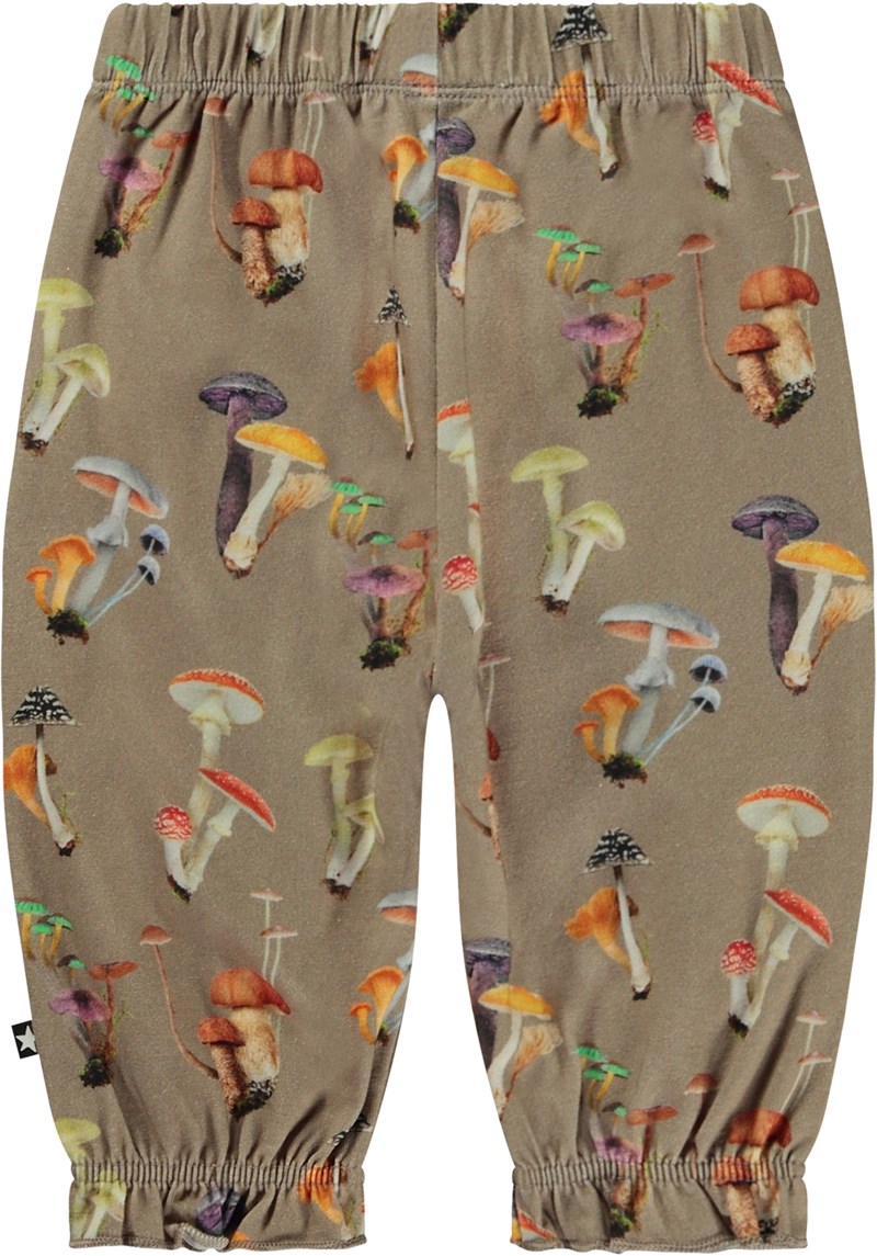 Selena - Mini Fungi - Beige babybukser med svampe print
