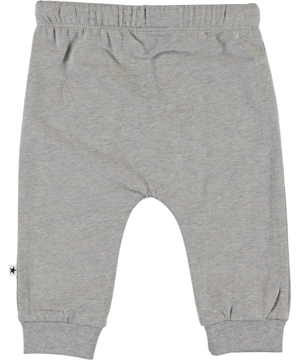 Sille - Grey Melange - Økologiske grå baby bukser