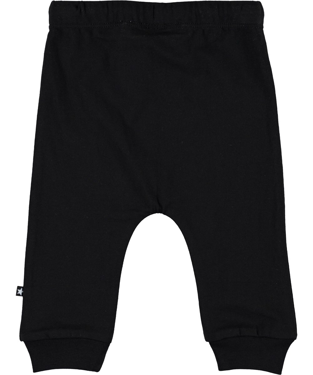 Sille - Black - Sorte baby bukser med bindebånd