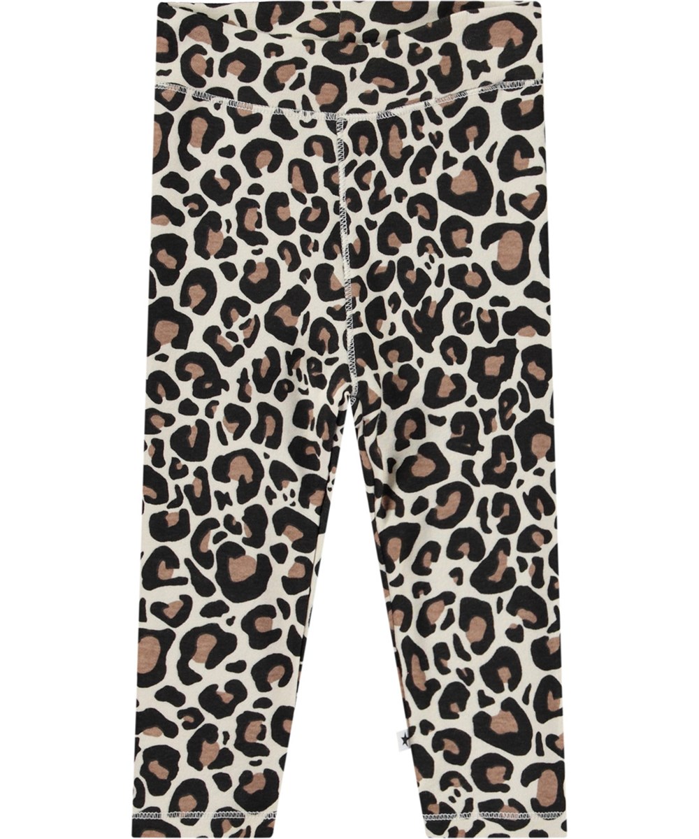 Sting - Jaguar Sand - Leggings med jaguarprint i økologisk bomuld til baby.