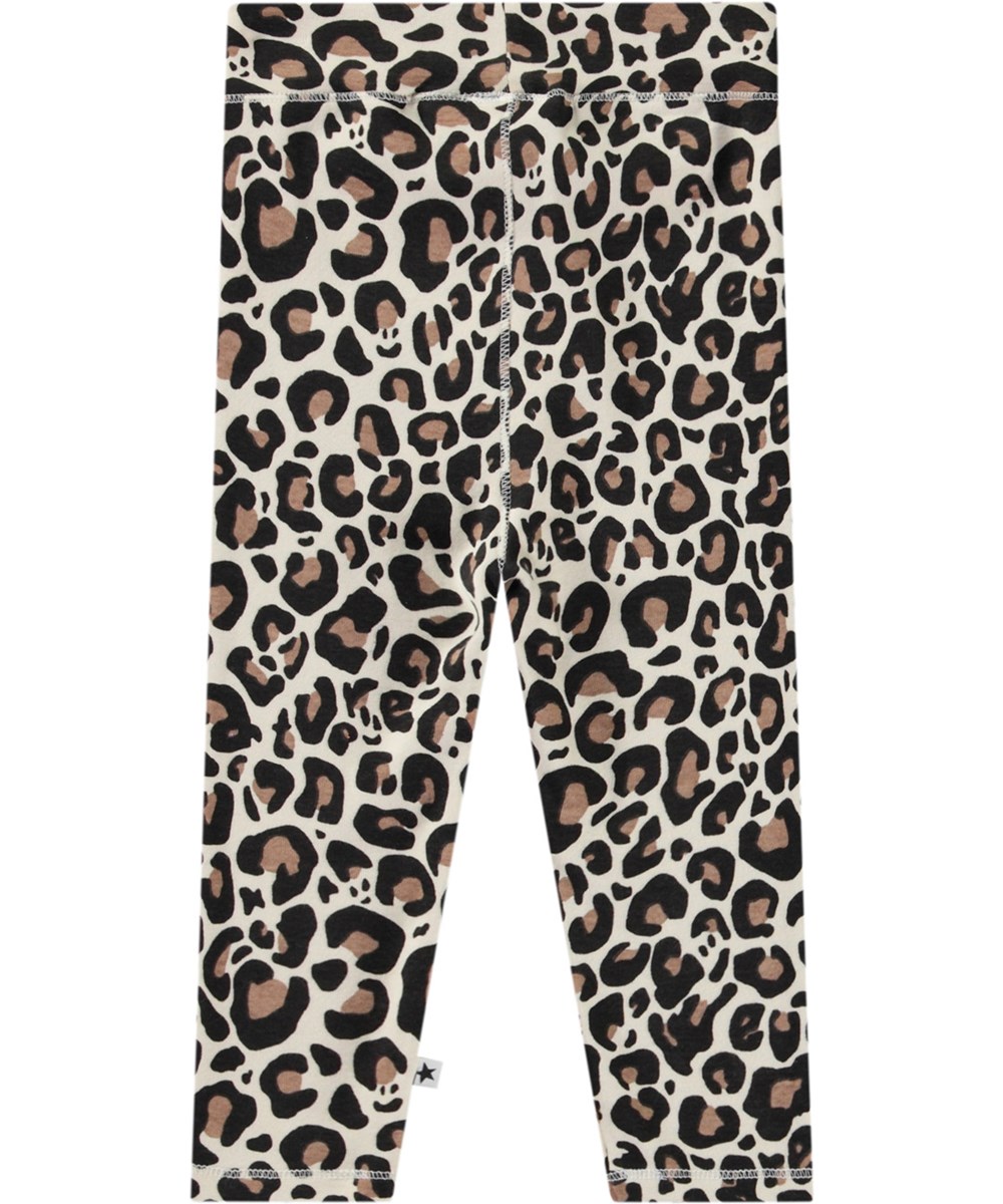 Sting - Jaguar Sand - Leggings med jaguarprint i økologisk bomuld til baby.
