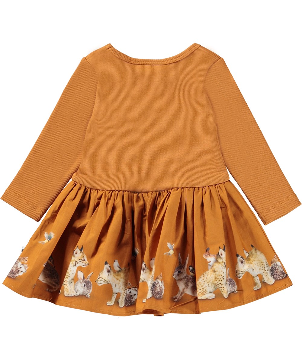 Candi - On A Line Baby - Orange babykjole med print af dyr