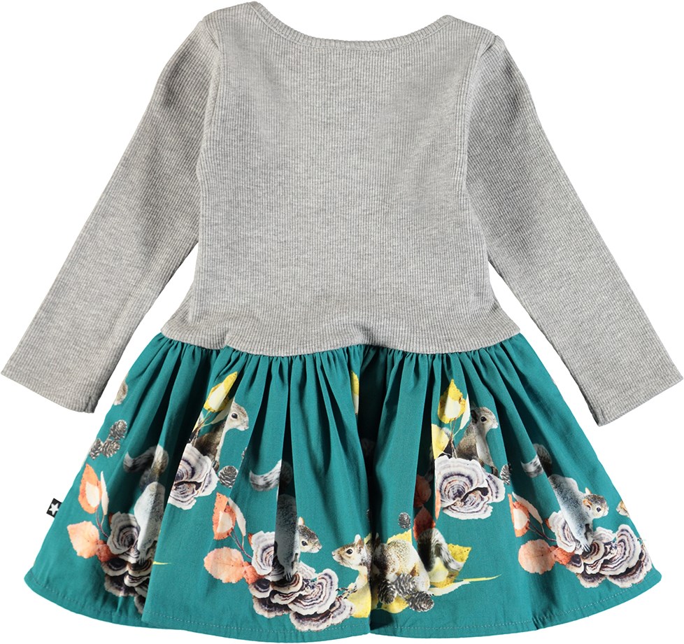 Candi - Playful Squirrels Baby - Baby kjole i todelt look med digitalprintede egern