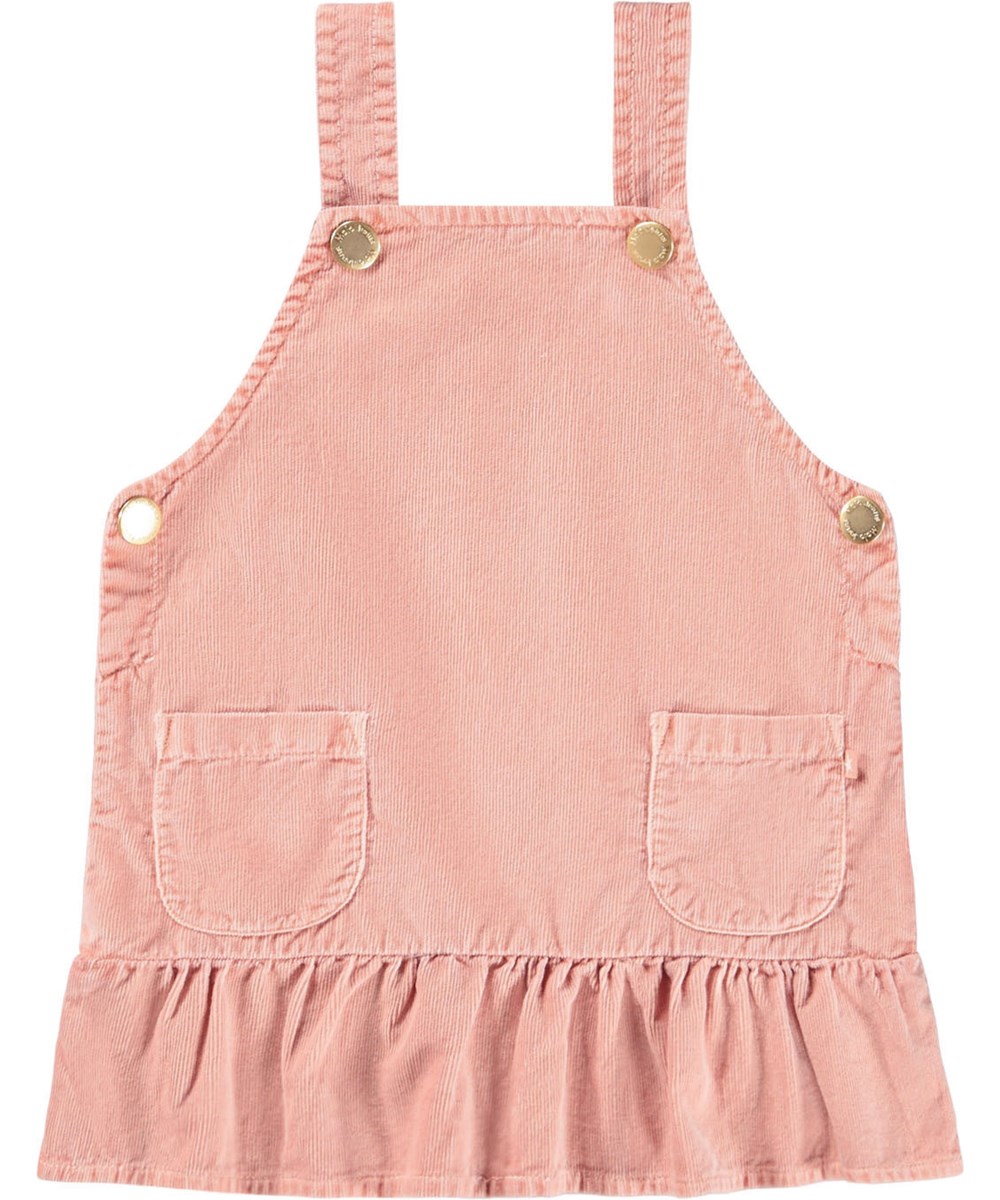 Celina - Rose Cloud - Fin rosa smækkjole i blød bomuldsfløjl til baby. 