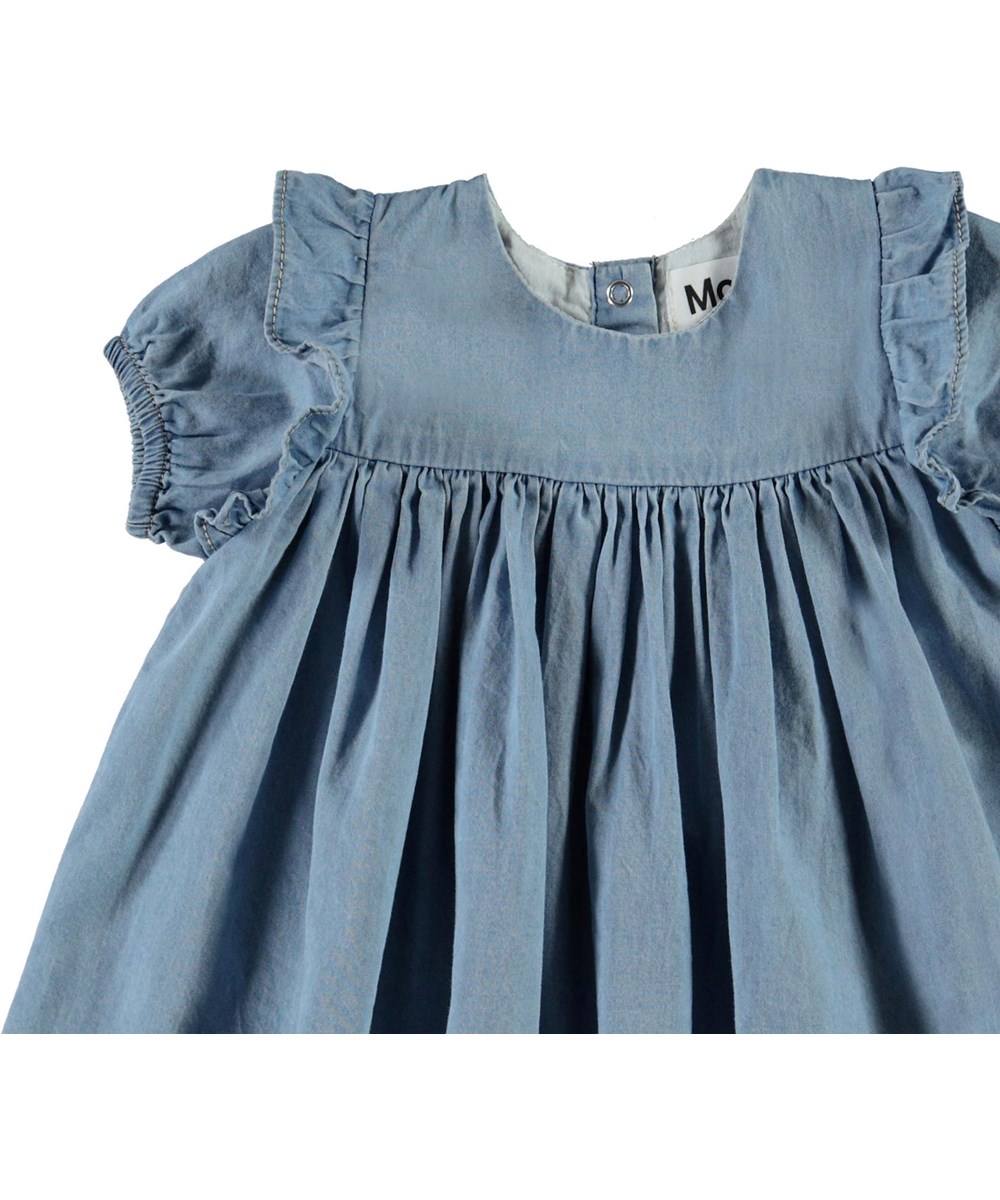 Chanda - Summer Wash Indigo - Lyseblå denim baby kjole