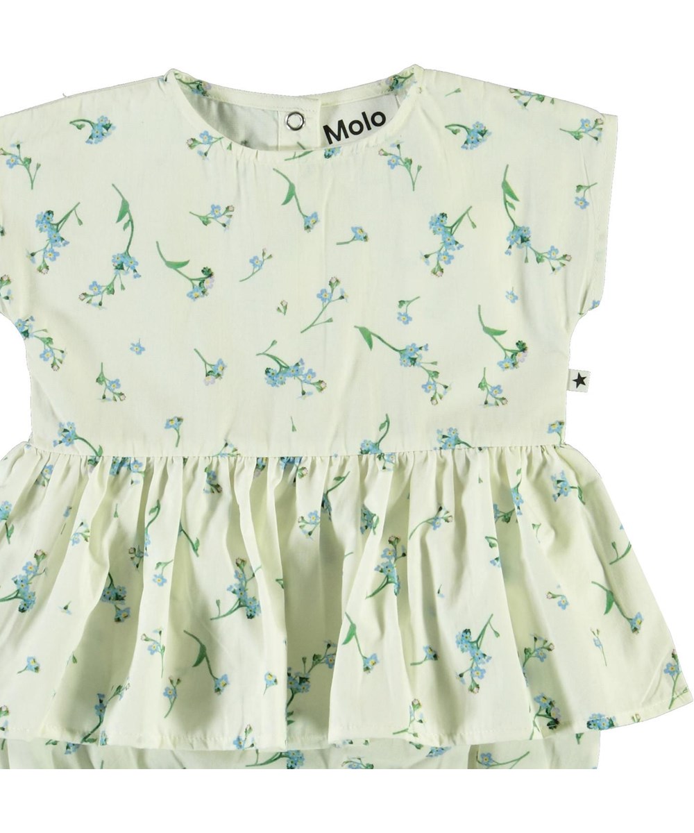 Chaya - Forget Me Not - Økologisk baby dragt med blå blomster