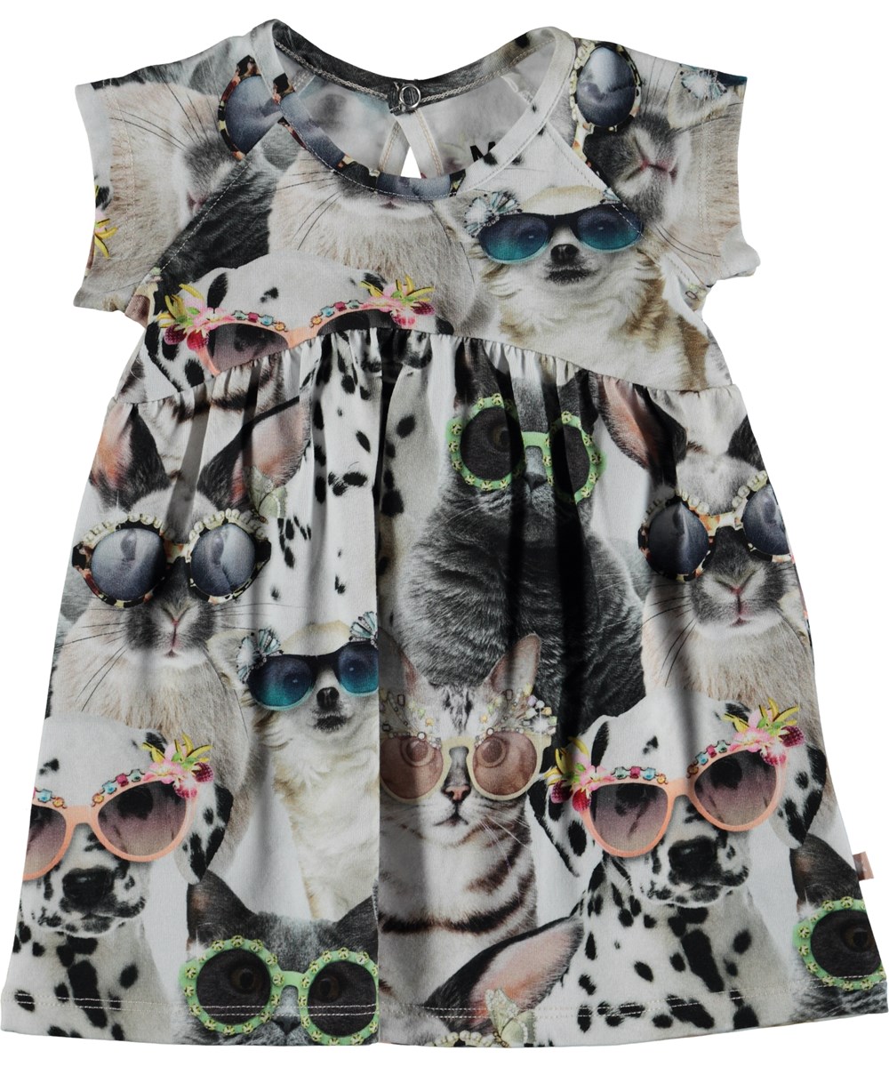Cille - Sunny Funny - Baby kjole med print af dyr. 