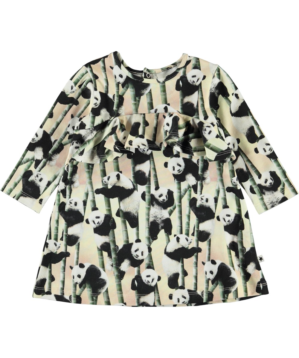 Coletta - Yin Yang - Baby kjole med pandaer og flæse