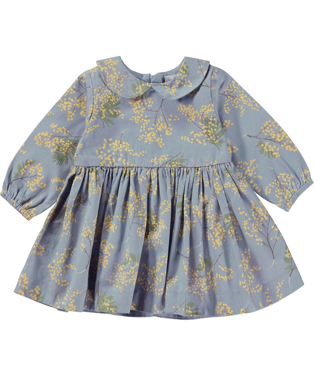 Colleta - Mimosa Blue - Lyseblå babykjole med småt blomster print