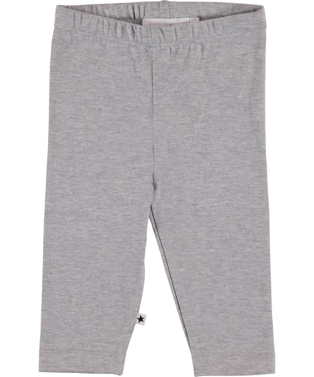 Nette Solid - Light Grey Melange - Gråmeleret baby leggins.