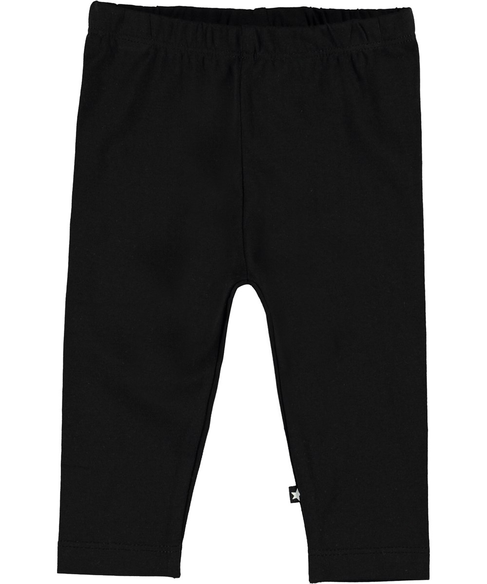 Nette Solid - Black - Økologiske sorte baby leggings