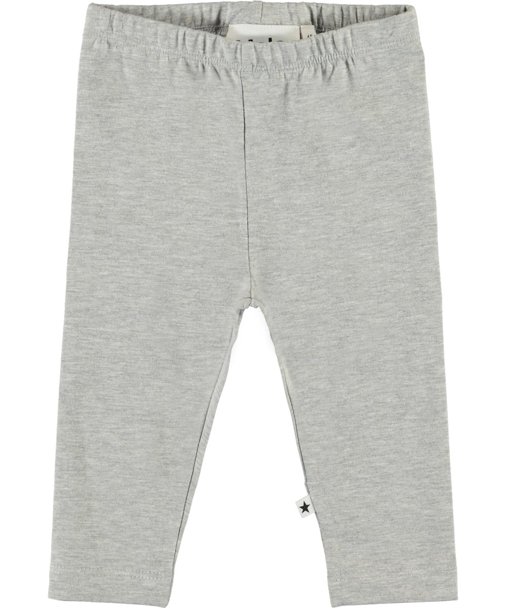Nette Solid - Light Grey Melange - Økologiske lysegrå baby leggings
