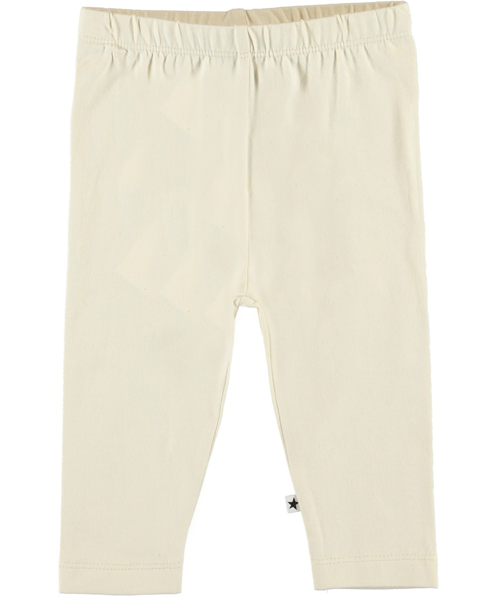 Nette Solid - Pearled Ivory - Økologiske lyse baby leggings