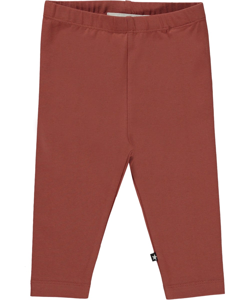 Nette solid - Terracotta - Økologiske rødbrune babyleggings