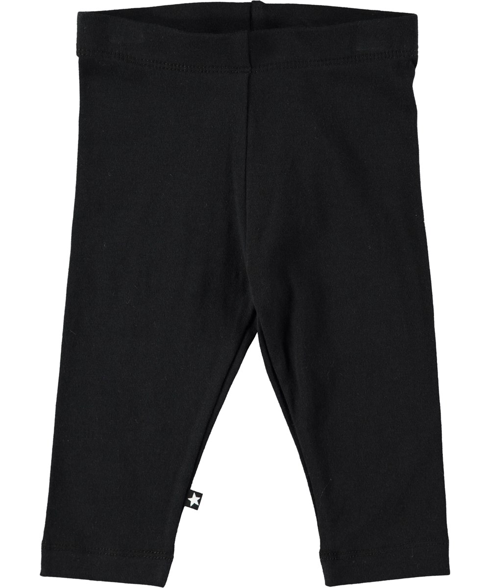 Nette solid - Black - Sorte baby leggings