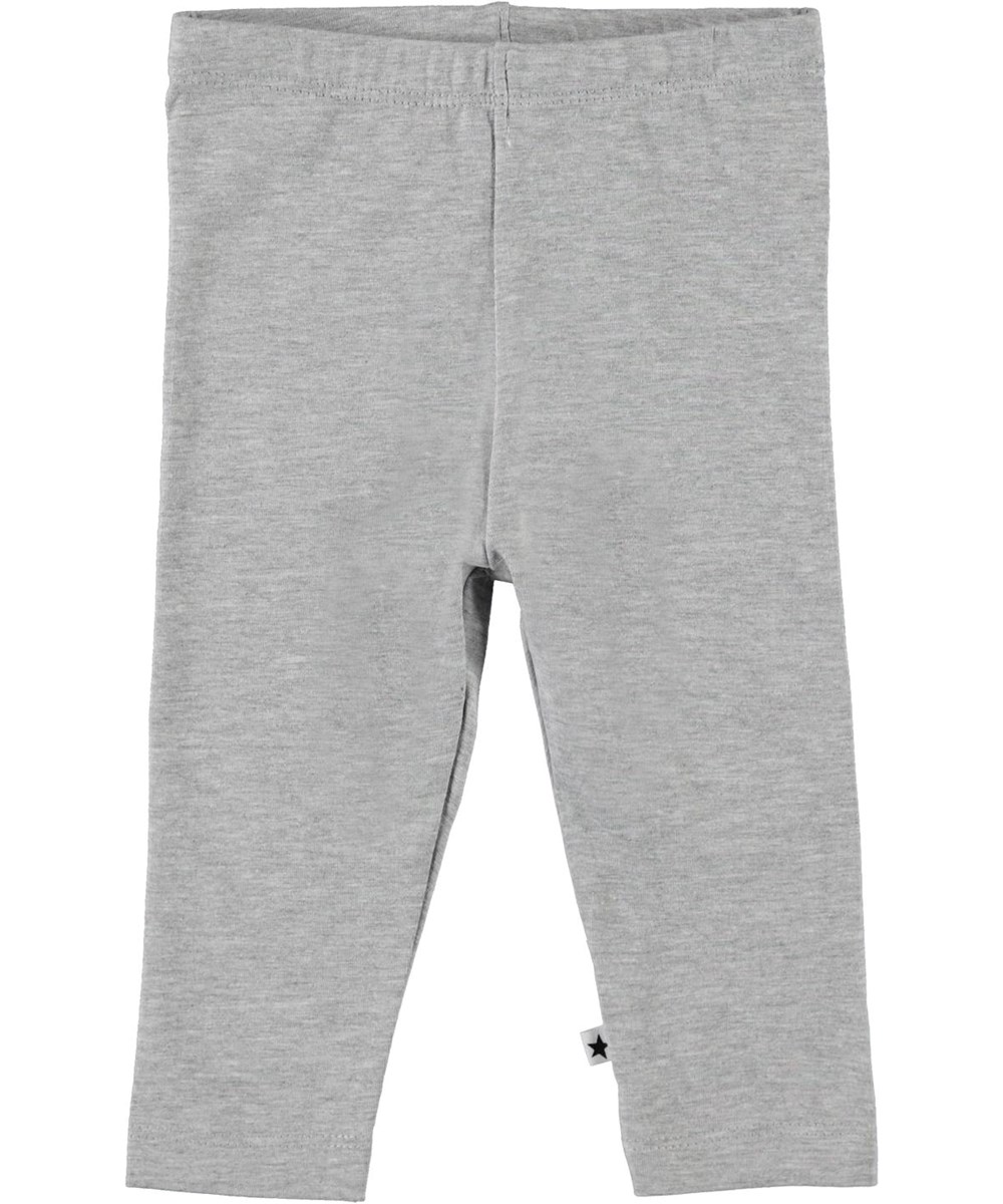 Nette solid - Light Grey Melange - Økologiske grå baby leggings