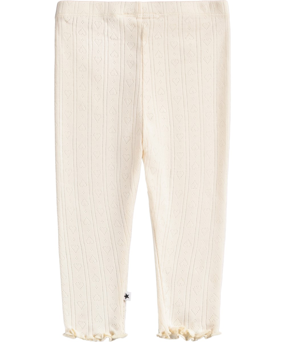 Sidse - Pearled Ivory - Hvide leggings til baby i økologisk bomuld