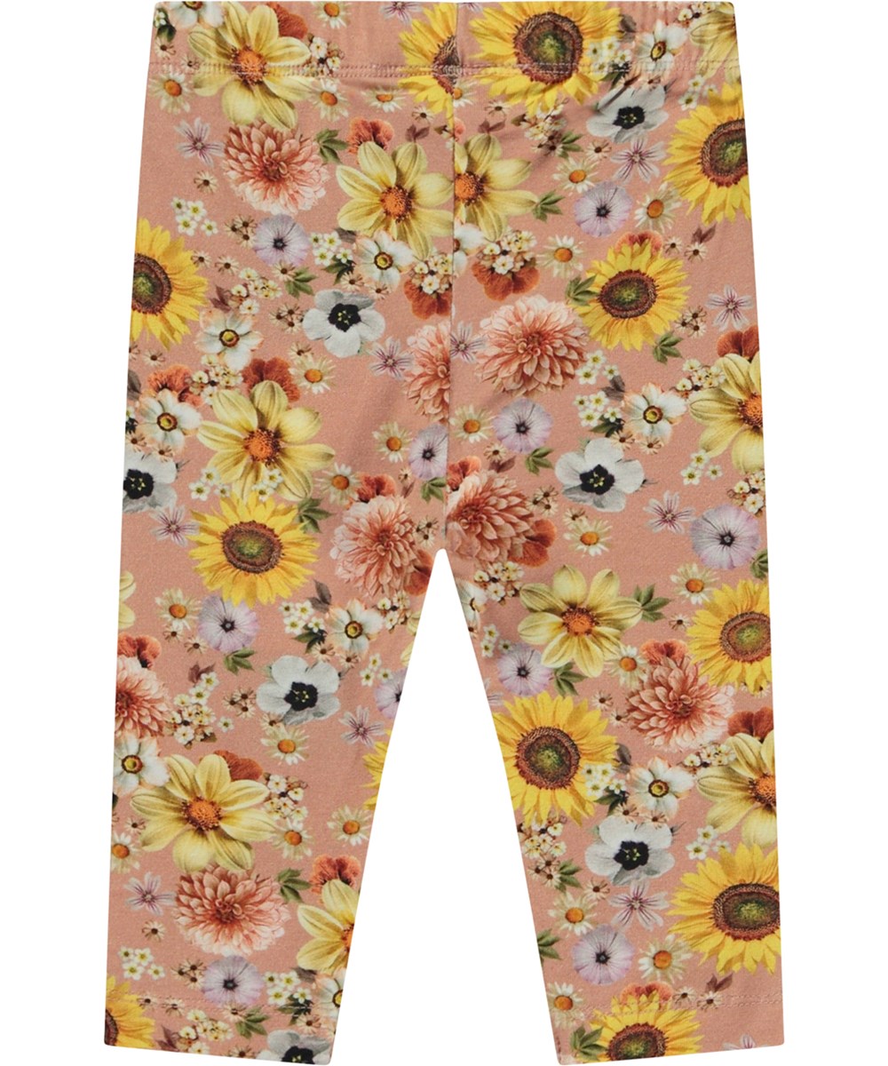 Stefanie - Mini Floral - Økologiske lyserøde baby leggings med blomster print