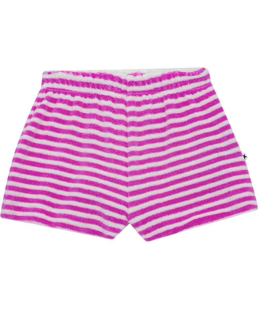 Signe - Purple Shell Stripe - Pink og råhvide frottéshorts til de mindste