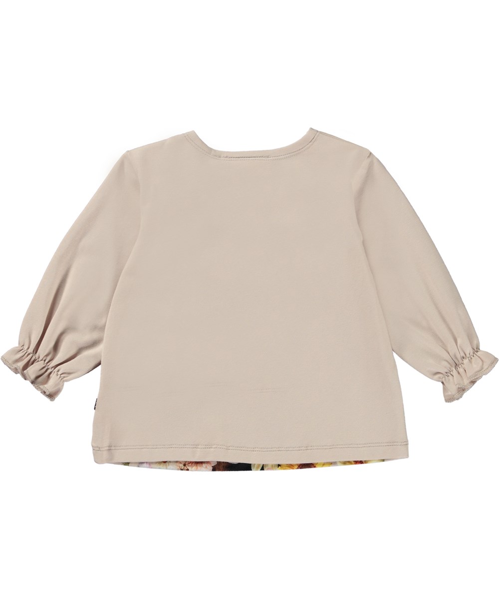 Elina - Flower Horse - Økologisk rosa babybluse med heste og blomster print