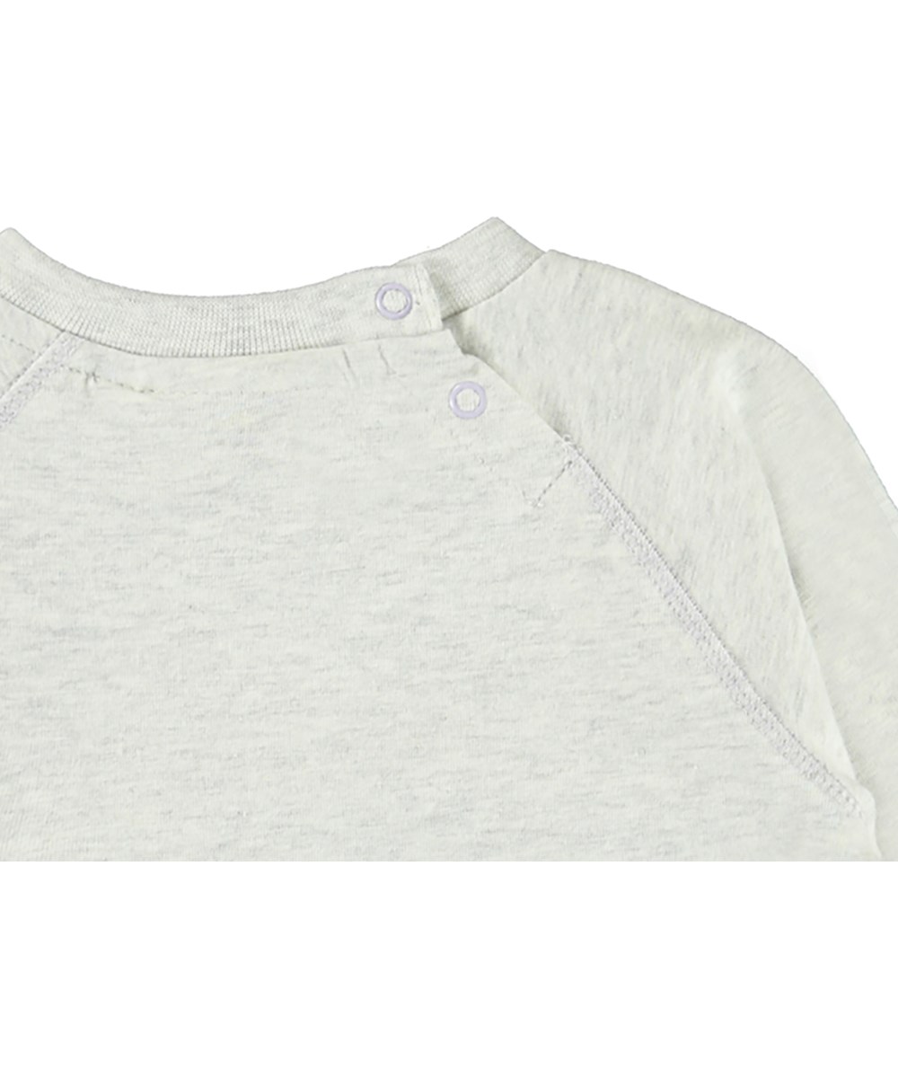 Elsa - Little Fox - Økologisk lysegrå babybluse med ræv