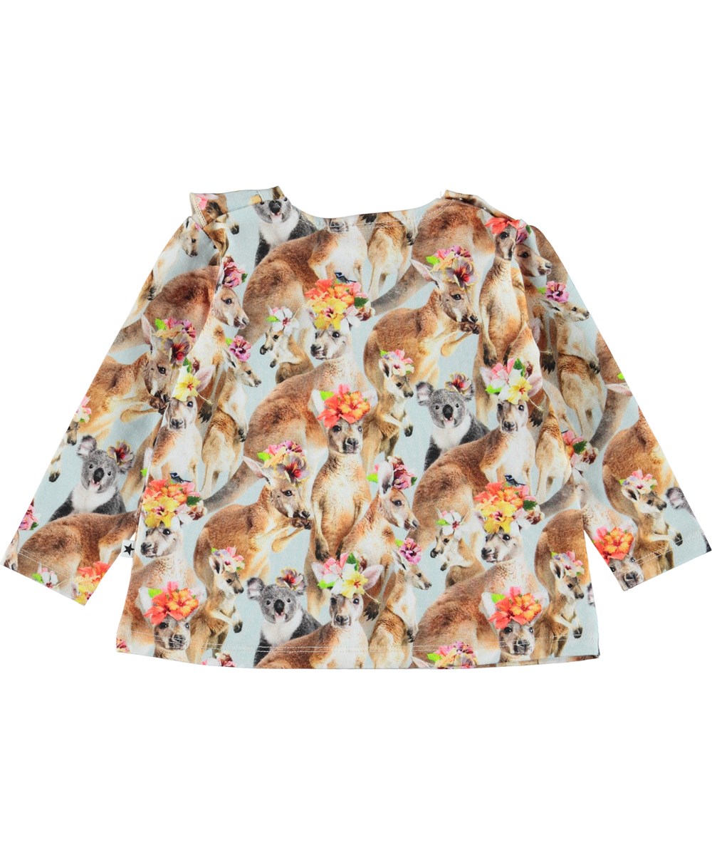 Evelyn - Kindred Kangaroo - Økologisk baby bluse med kænguruer