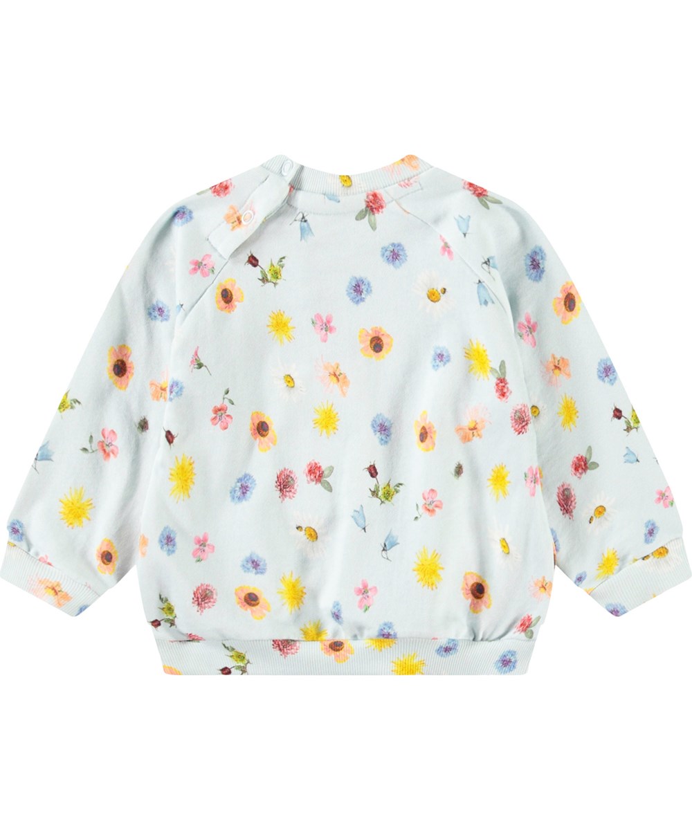Disc - Small Flowers Baby - Økologisk lyseblå babysweatshirt med blomsterprint