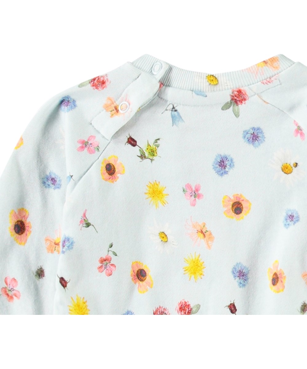 Disc - Small Flowers Baby - Økologisk lyseblå babysweatshirt med blomsterprint