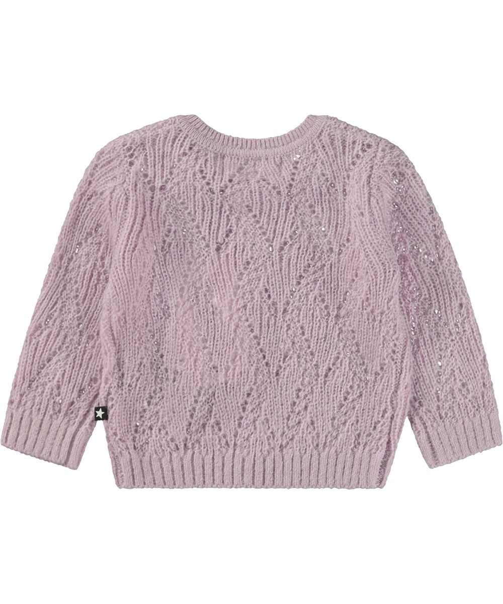 Gilli - Alpine Glow - Strikket baby cardigan i lyselilla