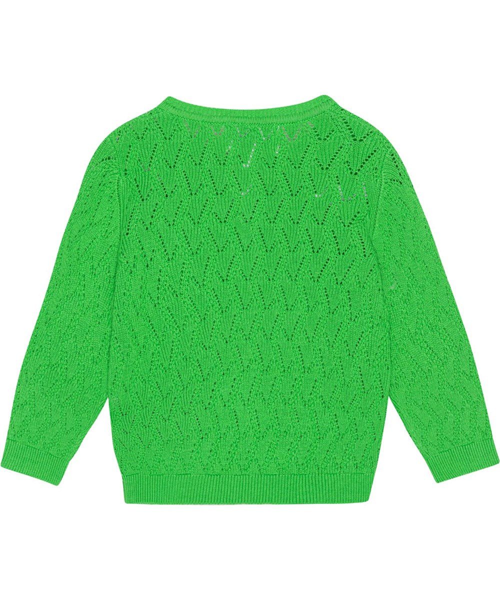 Gilli - Classic Green - Strikket grøn cardigan til de mindste i økologisk bomuld