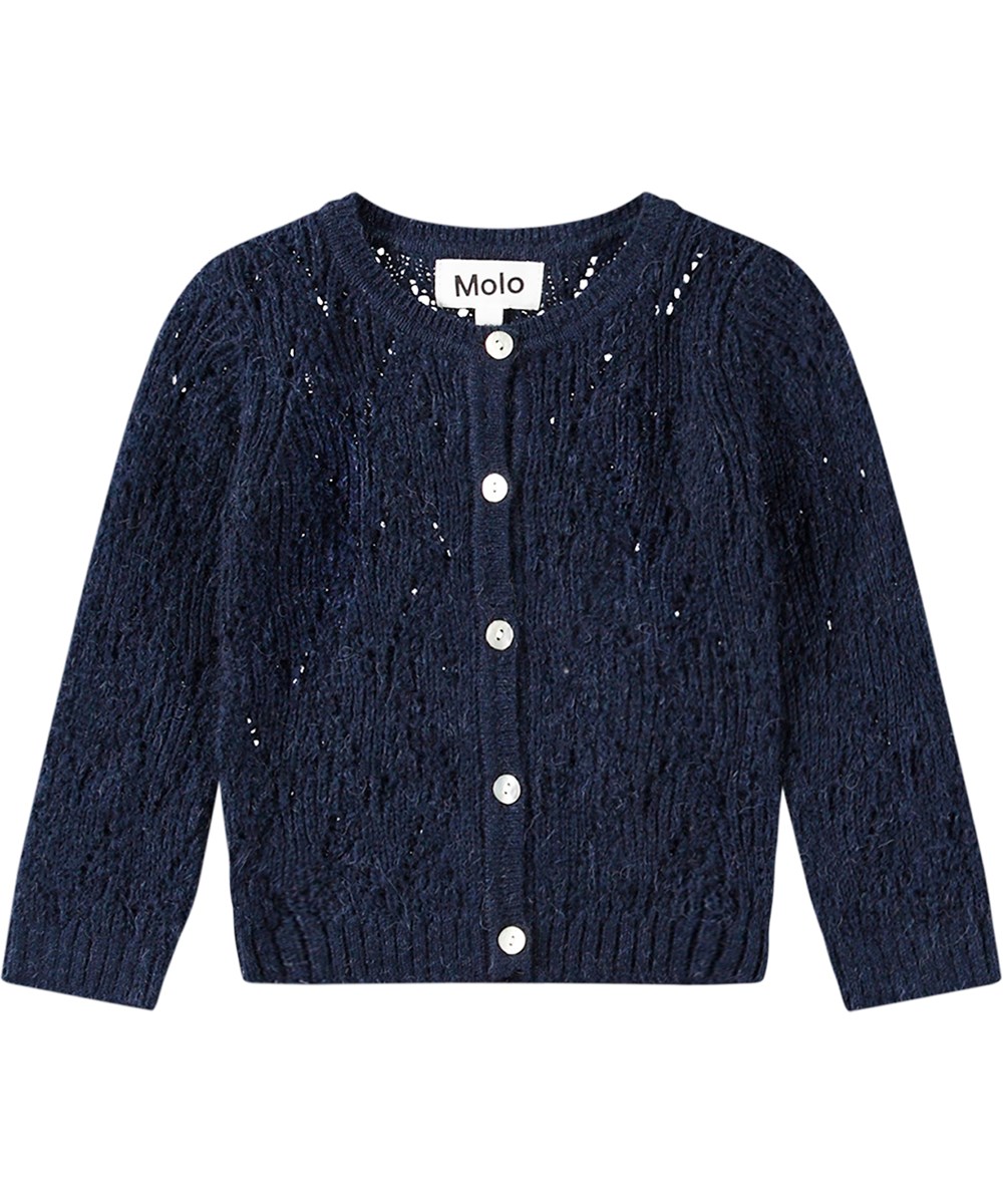 Gilli - Vibrant Blue - Mørkeblå strikket babycardigan