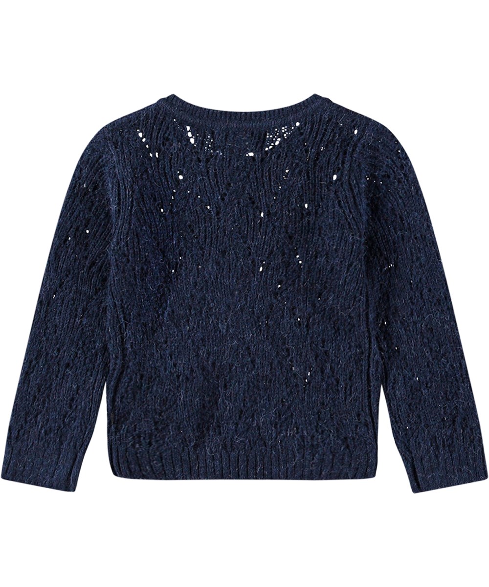 Gilli - Vibrant Blue - Mørkeblå strikket babycardigan