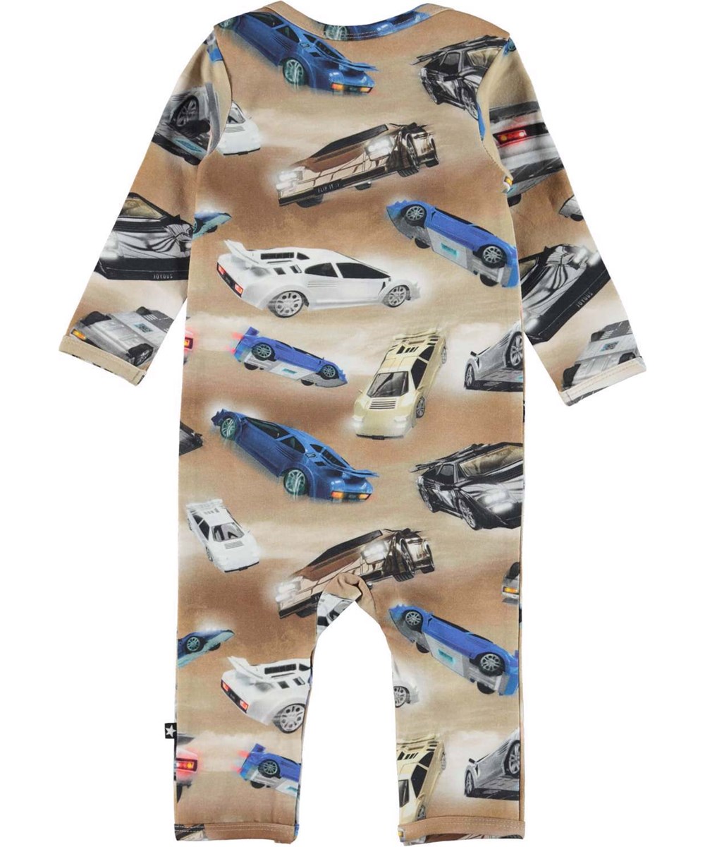 Faso - Air Rider Baby - Ekologisk långärmad babydräkt med bilar.