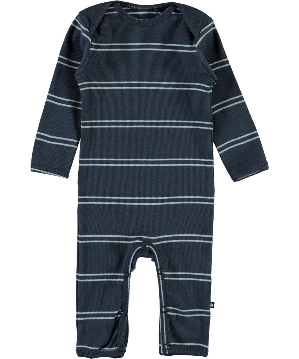 Faso - Blue Stripes - Ekologisk blårandig babybody 