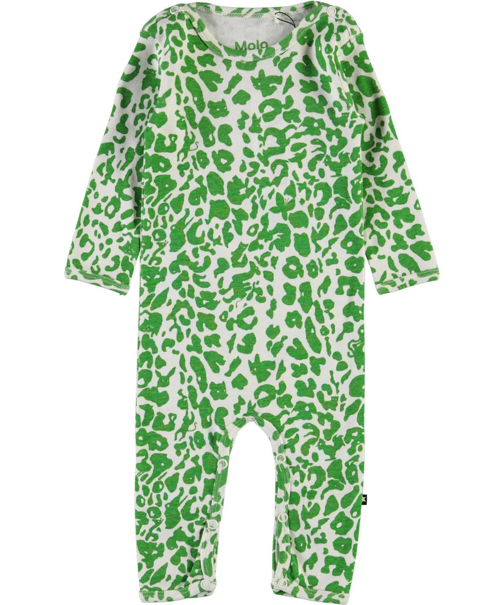 Fenez - Leopard Animals - Ekologisk grön leopardbody med långa ärmar och ben