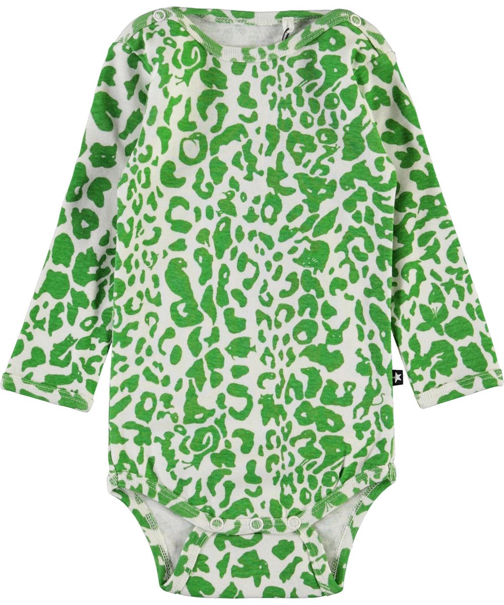 Foss - Leopard Animals - Ekologisk grön leopard babybody