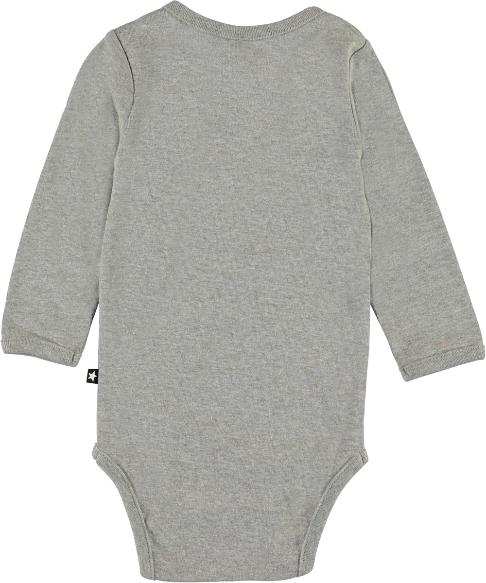 Foss - Grey Melange - Ekologisk grå baby body